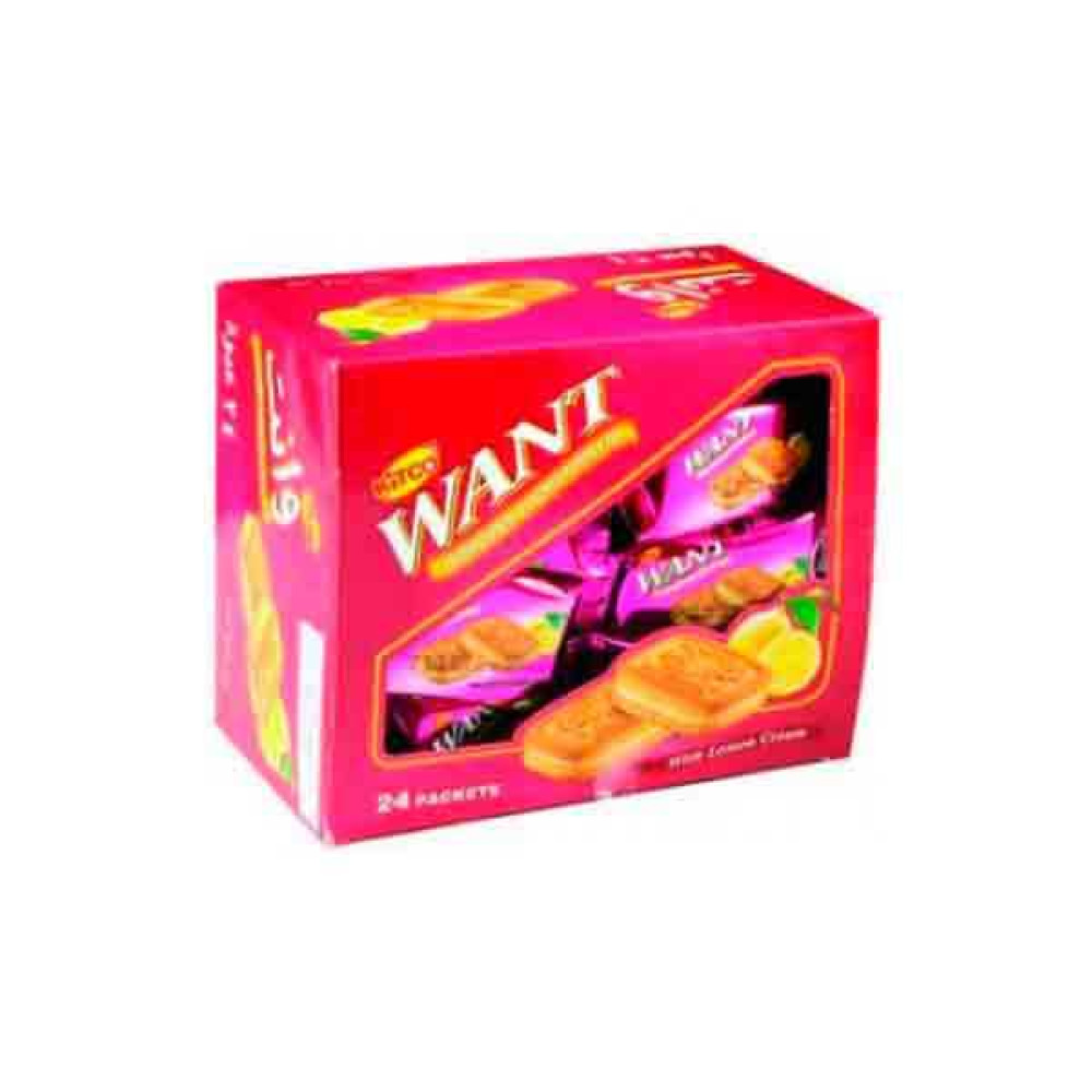KITCO WANT SANDWICH BISCUITS LEMON 24 X 45GM 