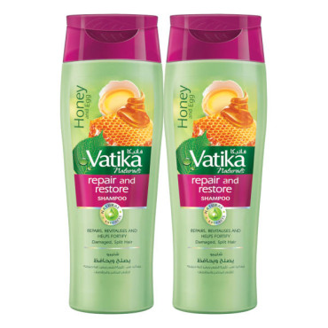 VATIKA NATURALS REPAIR & RESTORE SHAMPOO HONEY & EGG 2 X 400ML 