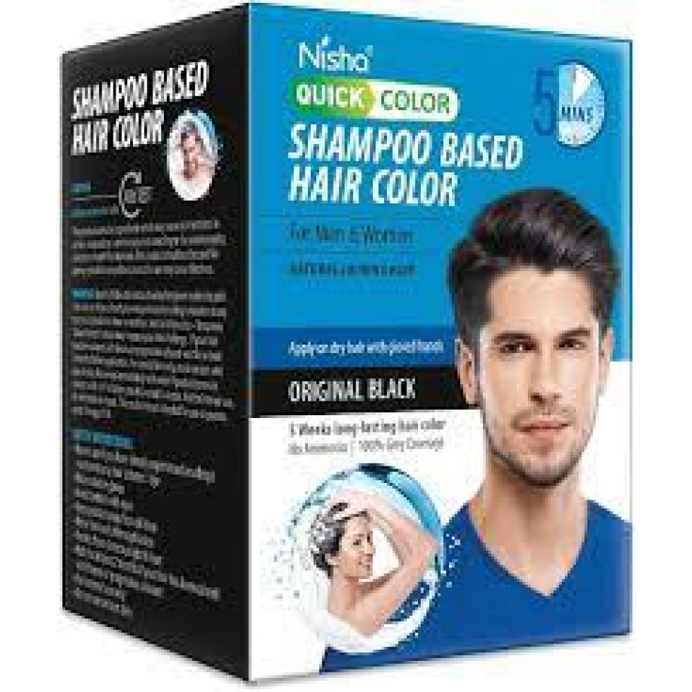 NISHA SHAMPOO HAIR COLOUR ORIGINAL BLACK 20 ML